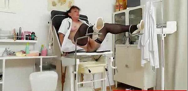  Orgasmic head caretaker playing with herself in her uniform